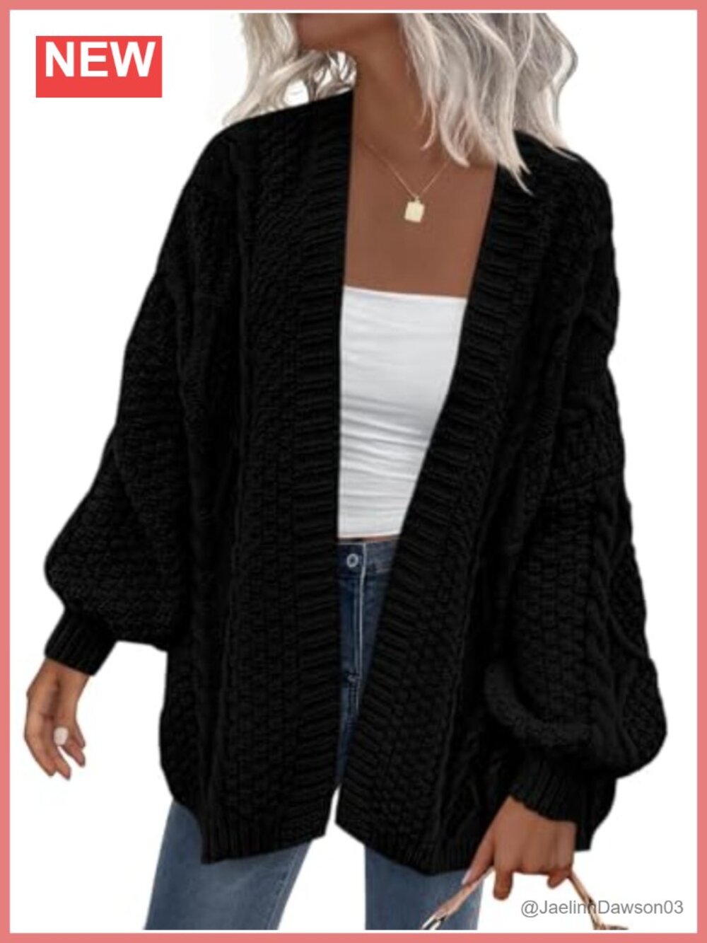 Oversized Open Front Cable Knit Cardigan Long Sleeve Chunky Sweater